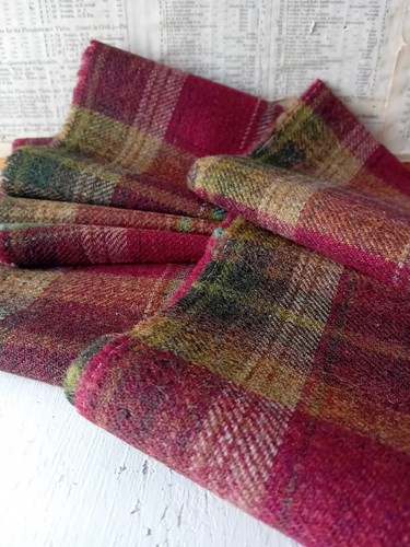 Wool tartan plaid fabric - fabric, wine