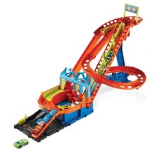 Hot Wheels City Roller Coaster Rally Kids Toy Track Playset 5 Cars Loop Action