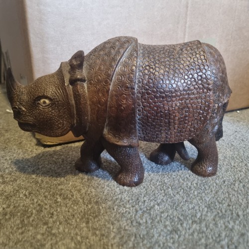 Vintage wooden rhino - vintage,