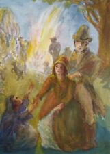 Original Watercolour,' Victorian Gypsy Encampment' c1980's, Artist Unknown