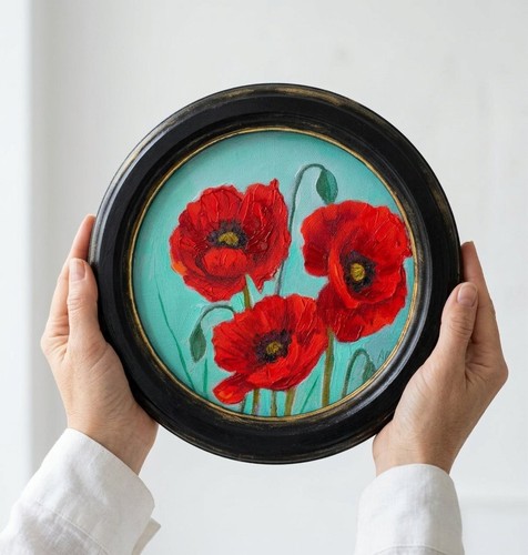 Original oil round floral - oil,