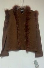 VTG  Faux Fur Trim Cardigan