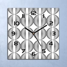 Glass Wall Clock Photo Silent Minimalistic circles retro funky geometric fabric