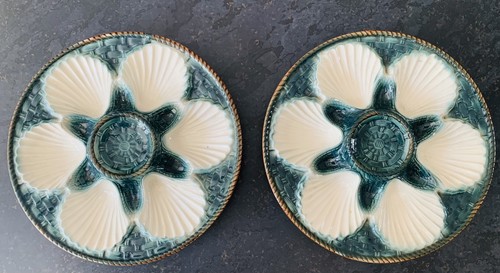 Green cream majolica oyster - green,