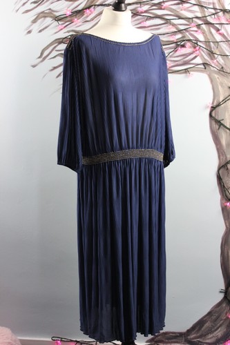 Vtg navy blue gold 1920s - navy,