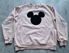 H&M Mickey Mouse Jumper Peach Velvet UK S EU Small Preloved Relaxed Fit