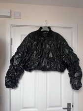 Black Bomber Jacket PLT Faux Leather Size 6 New