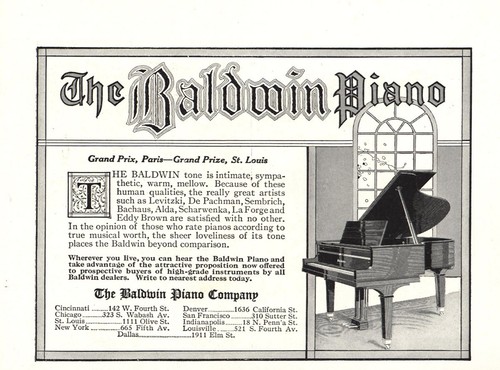 1917 baldwin piano grand - baldwin, piano: