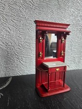 doll house mahogany marble top hallway stand with mirror   1.12th