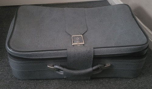Grey vintage style suitcase - grey,