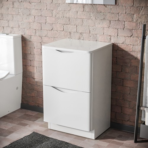 500mm gloss white drawer - white,