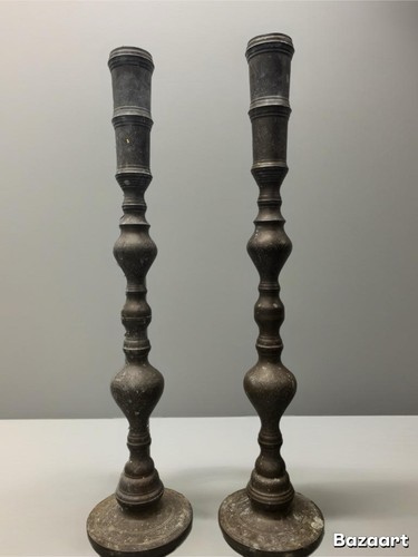 Pair large antique etched - antique,