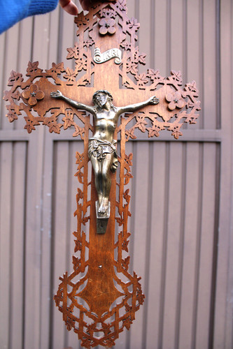 Antique french wood cut wall