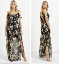 Floral Maxi Dress 8 Side Split Chiffon Party Evening Holiday Wedding Xmas Cruise