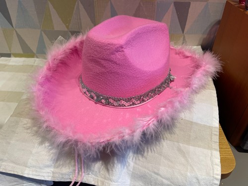 Pink cowboy hat fur fluffy - pink,