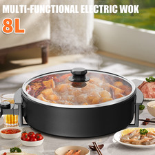 4/8L Large Electric Frying Pan with Glass Lid Multi-Function Healthy Cooker Pot