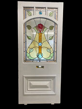 LARGE VICTORIAN STAINED GLASS FRONT DOOR OLD RECLAIMED ANTIQUE GLASS PERIOD LEAD