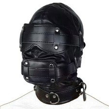 Bondage Head Mask Gimp Headgear Full Hood Harness Restraint Slave Couples Game