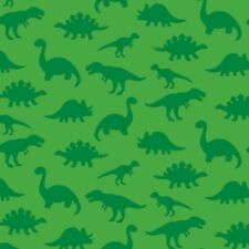 100% Cotton Fabric Nutex Dinosaur Dance Patchwork T-Rex Dino Green Silhouettes