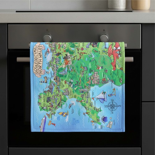 Tea towel map - tea,