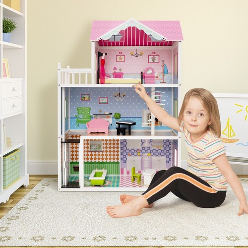 Wooden kids doll house - house, 3