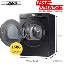 Samsung DV16T8520BV Large Capacity Heat Pump Tumble Dryer 16kg Capacity