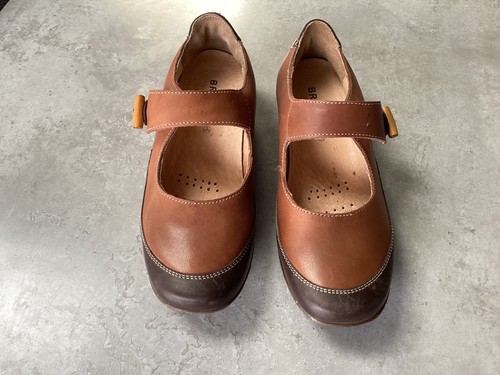 Ladies flat brown - , leather