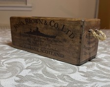 “John Brown & Co Clydebank” Vintage Style Rustic Wooden Box With Rope Handle XS