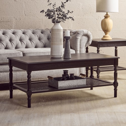 Black wooden coffee table with - black,