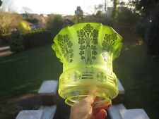 ANTIQUE ACID ETCHED TULIP GREEN GLASS DUPLEX TULIP OIL LAMP SHADE