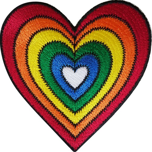 Rainbow heart patch iron sew - iron,