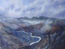 Mountain panorama Watercolour Painting - Signed Original 