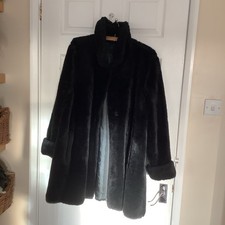 Vintage 80s Black Faux Fur Swing Coat. Size Fits All. Great Condition. Warm.