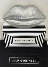 Lulu Guinness Glitter Silver Perspex Acrylic Lips Clutch Bag RRP £299