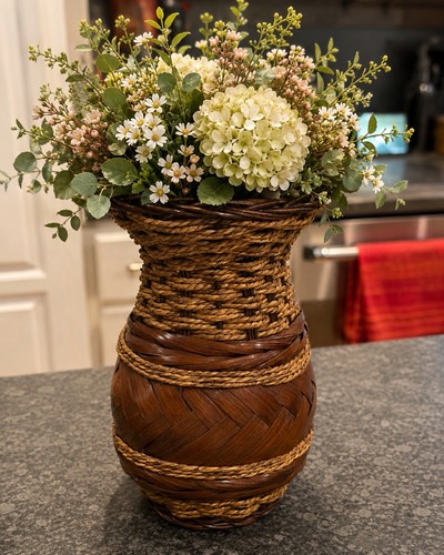 Brown bamboo wicker woven - brown, bamboo/wicker