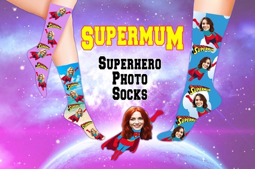 Super mum photo socks - photo,