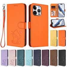 Cat Embossed Wallet Case Phone