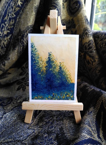 Aceo original forest edge - original:, 'forest