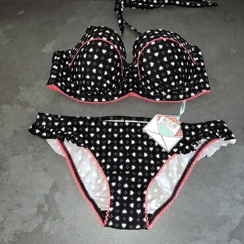 Ladies coral black heart - coral,