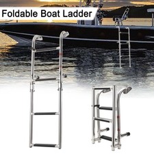 3-Step Telescoping Ladder Folding Swim Deck Ladder Dock Ladder Stainless Steel