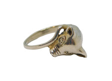 Sterling Silver Novelty Pig Wrap-around Band Ring Vintage c1970 Size P