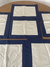 6 x VTG Woolworths Blue Cream Cotton Placemats 13x17” Retro Kitchen Dining