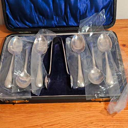 Silver plate sugar - plate, tongs
