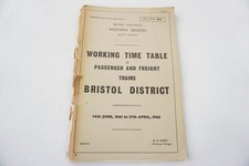 1965 Western Region Railway Working Timetable Section B.I. Bristol