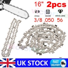 2pcs 16 Inch Chainsaw Saw Chain Blade Pitch 3/8LP 0.050 Gauge 56DL Drive Links