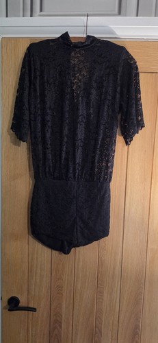 Black lace playsuit featuring - playsuit,