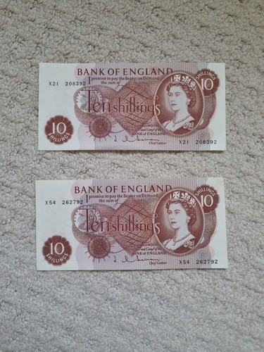 Ten shilling notes - notes, x21