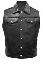 Mens BLACK Faux Leather Bikers Vest Waistcoat
