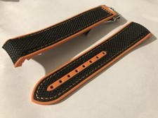 22mm Omega Seamaster Planet Ocean Black/orange Nylon/Rubber Watch Strap band