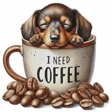 Cute Dachshund Puppy in Coffee